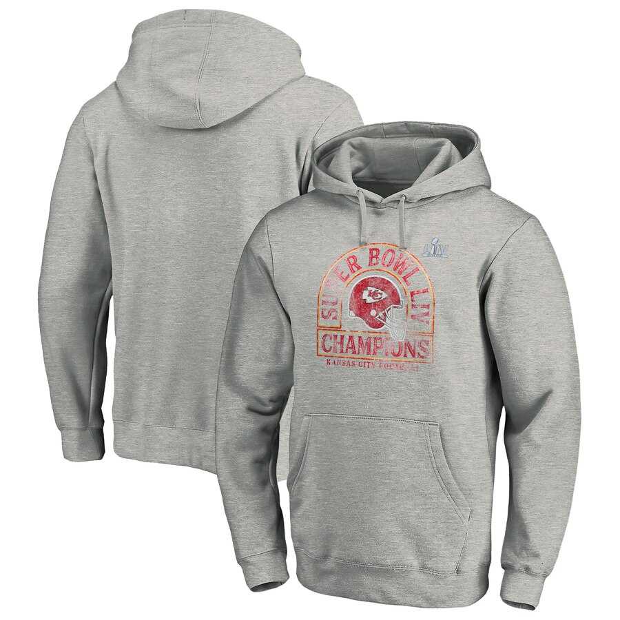 Kansas City Chiefs NFL Pro Line by Fanatics Branded Super Bowl LIV Champions Kickoff Pullover Hoodie Heather Gray,We sell and wholesale Kansas City Chiefs NFL Pro Line by Fanatics Branded Super Bowl LIV Champions Kickoff Pullover Hoodie Heather Gray on line form chian!